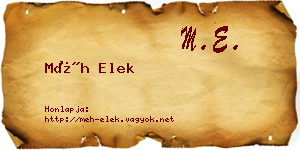 Méh Elek névjegykártya